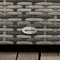 Outsunny 113 Gallon Outdoor Storage Box, Rattan Deck Box for Indoor, Patio Furniture Cushions, Grey(m-9)