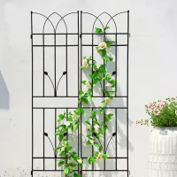 2 Pack Metal Garden Trellis with Rustproof Feature for Outdoor Climbing Plant Support, Easy Assembly, Black(m-4)