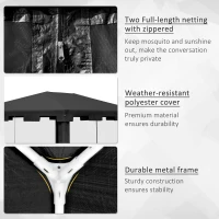 Outsunny 10 × 13 ft Outdoor Gazebo Canopy with Mesh Sidewalls – Party Tent Shade(m-5)