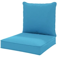 Outsunny Patio Chair Cushions, Thick Deep Seat Outdoor Seat Cushion with Back Cushion, Turquoise(m-2)