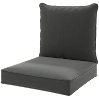 Outsunny Patio Chair Cushions, Thick Deep Seat Outdoor Seat Cushion with Back Cushion, Charcoal Grey(m-2)