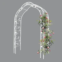 8 Styles Freely Assembled Rust-Resistant Arbor, Metal Garden Arch Trellis for Wedding, Party Archway, 59" L x 15.5" W x 98.5" H, Cream White(m-8)