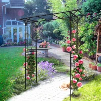 Sturdy Iron Trellis with Anti-Rust Coating, Easy Assembly, Metal Garden Arch for Climbing Plants, 80.5" L x 20.5" W x 81" H, Black(m-7)