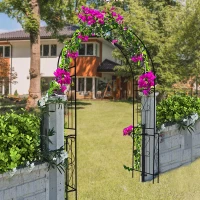 Metal Garden Arch Trellis with Anti-Rust Coated Iron, Easy Assembled Climbing Plant Support, 55" L x 14.5" W x 94.5" H, Black(m-6)