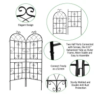 2 Pack Rustproof Garden Trellis with Powder-Coated Finish Galvanized Tube, Easy Assembled Metal Climbing Plant Support, 40" L x 71" H, Black(m-4)