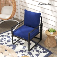 Outsunny Patio Chair Cushions, Thick Deep Seat Outdoor Seat Cushion with Back Cushion, Dark Blue(m-7)