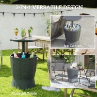 Outsunny 11 Gallon Patio Cooler Side Table, 3-in-1 Outdoor Cool Bar Table with Height Adjustable Top, Drainage Plug, Grey(m-4)