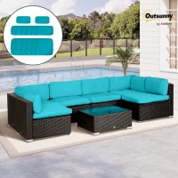 Outsunny Outdoor 14pc Patio Rattan Sofa Set Cushion Polyester Cover Replacement Set - No Cushion Included Light Blue(m-7)