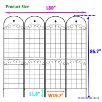 4 Pack Metal Garden Trellis for Climbing Plants with Galvanized Tubes, Easy Assembled Rustproof Plant Support, 80" L x 87" H, Black(m-3)