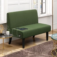 HOMCOM 46.5" Loveseat Couch with USB Ports, Corduroy Love Seat Sofa with Wood Legs for Living Room, Bedroom, Small Space, Green(m-8)
