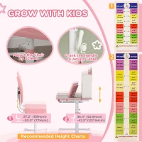 Qaba Adjustable Height Kids Desk and Chair Set, Kids Study Table and Chair with Tilt Desktop, Drawer, Reading Rack, Pink(m-5)