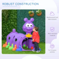Qaba Caterpillar Tunnel, Toddler Tunnel for Kids Crawl and Climb Through, Kids' Play Structure Indoor Outdoor, 2 Sections, Purple(m-5)