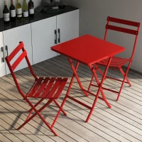 3-Piece Patio Bistro Set with Foldable Square Table and Chairs, Durable and Sturdy Design, Red(m-6)