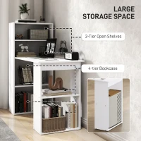 HOMCOM Modern Computer Desk with Storage Shelves, 47" Writing Table Workstation with Bookshelf for Home Office, White(m-5)