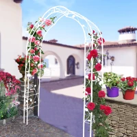 8 Styles Freely Assembled Rust-Resistant Arbor, Metal Garden Arch Trellis for Wedding, Party Archway, 59" L x 15.5" W x 98.5" H, Cream White(m-7)