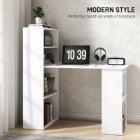 HOMCOM Modern Computer Desk with Storage Shelves, 47" Writing Table Workstation with Bookshelf for Home Office, White(m-4)