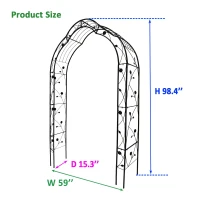 8 Styles Freely Assembled Arch Trellis with Gothic Spire Design, Metal Garden Arbor for Climbing Plants, 59" L x 15.5" W x 98.5" H, Black(m-3)