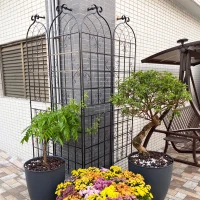 2 Pack Rustproof Garden Trellis with Powder-Coated Finish Galvanized Tube, Easy Assembled Metal Climbing Plant Support, 40" L x 87" H, Black(m-9)