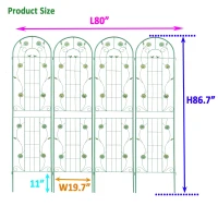 4 Pack Metal Garden Trellis with Bird and Flower Decorations, Rustproof Climbing Plant Support, 87" Tall for Outdoor Flowers, Green(m-3)