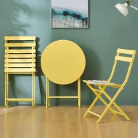 3-Piece Patio Bistro Set with Foldable Round Table and Chairs, Scratch and Rust Resistant, Yellow(m-5)