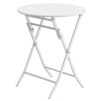3-Piece Durable Patio Bistro Set with Foldable Round Table and Chairs, Sturdy Metal Frame, Easy Setup, White(m-10)
