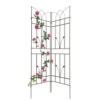 2 Pack Metal Garden Trellis with Rustproof Feature and Sturdy Iron Construction, Climbing Plant Support, Easy Assembly, Brown(m-9)