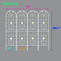 4 Pack Metal Garden Trellis with Butterfly Decoration and Galvanized Round Pipe, Rustproof Climbing Plant Support, Cream White(m-3)