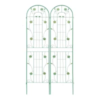 4 Pack Metal Garden Trellis with Bird and Flower Decorations, Rustproof Climbing Plant Support, 87" Tall for Outdoor Flowers, Green(m-8)