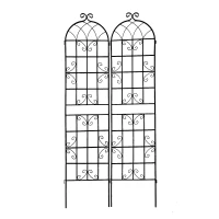 4 Pack Metal Garden Trellis with Galvanized Tube, Easy Assembly, Rustproof Climbing Plant Support, 80" L x 87" H, Black(m-11)
