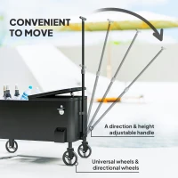 Outsunny 80-Qt Outdoor Patio Cooler Cart, Rolling Ice Chest with Adjustable Handle, Wheels, Bottle Opener, Drainage, Outdoor Beverage Cooler Bar Cart for Party BBQ Camping, Black(m-6)