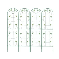 4 Pack Metal Garden Trellis with Bird and Flower Decorations, Rustproof Climbing Plant Support, 87" Tall for Outdoor Flowers, Green(m-2)