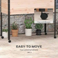 Outsunny Wooden Elevated Planter Box, Raised Garden Bed with Wheels, Metal Legs, Drainage Holes and Bed Liner(m-4)