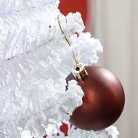 HOMCOM 5ft White Christmas Tree, Flocked Pencil Christmas Tree with 246 Branch Tips and Metal Base for Home, Indoor, Holiday(m-10)