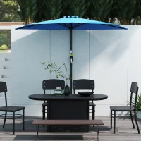 Outsunny 9ft Half Round Umbrella Outdoor Patio Garden Balcony Parasol Window Sun Shade w/ 5 Ribs, Light Blue(m-9)