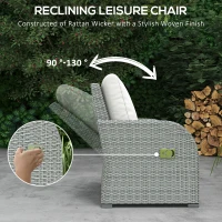 Outsunny 6 Pieces Patio Furniture Set, Outdoor rattan Sectional Furniture with recliner, for Lawn Garden Backyard(m-4)