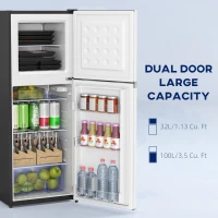 HOMCOM Double Door Mini Fridge with Freezer, 4.6 Cu.Ft Small Refrigerator with Thermostat, Shelves, Reversible Door, Silver(m-4)