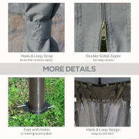 Outsunny 12' x 12' Outdoor Gazebo Canopy, Dome Patio Gazebo Netting Sidewalls and Curtains, Double Vented Roof, Dark Grey(m-6)