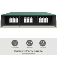 Outsunny 10' x 29' Canopy Tent, Party Tent with Sidewalls and Large Transparent Windows for Garden, Backyard, Outdoor, Green(m-5)