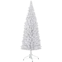 HOMCOM 5ft White Christmas Tree, Flocked Pencil Christmas Tree with 246 Branch Tips and Metal Base for Home, Indoor, Holiday(m-2)
