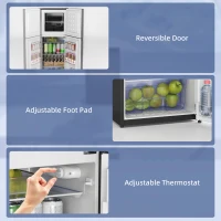 HOMCOM Double Door Mini Fridge with Freezer, 4.6 Cu.Ft Small Refrigerator with Thermostat, Shelves, Reversible Door, Black(m-7)