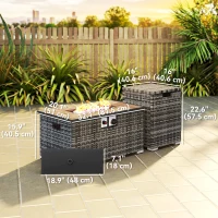 Outsunny 32" Propane Fire Pit Table 40,000 BTU Rattan Outdoor Gas Fire Table with Hideaway Propane Tank Holder, Waterproof Cover(m-3)