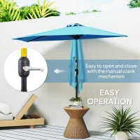 Outsunny 9ft Half Round Umbrella Outdoor Patio Garden Balcony Parasol Window Sun Shade w/ 5 Ribs, Light Blue(m-4)