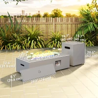 Outsunny 42" Propane Fire Pit Table 50,000 BTU Outdoor Gas Fire Table with Hideaway Propane Tank Holder, Waterproof Cover(m-3)