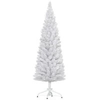 HOMCOM 5ft White Christmas Tree, Flocked Pencil Christmas Tree with 246 Branch Tips and Metal Base for Home, Indoor, Holiday(m-11)