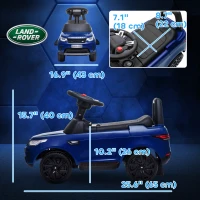 Qaba 2 in 1 6V Land Rover Licensed Electric Car for Kids, Sliding Car with Music Horn Headlights, for 18-60 Months Blue(m-3)