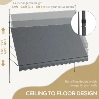 Outsunny 11.5' x 4' Manual Retractable Awning, Non-Screw Freestanding Patio Awning, UV Resistant, for Window or Door, Dark Grey(m-4)