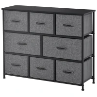 HOMCOM 8-Bin Dresser Storage Tower Cabinet Organizer Unit, Easy Pull Fabric Bins with Metal Frame for Living Room(m-2)