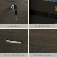 Vinsetto 2-Drawer File Cabinet with Lock and Keys, Lateral Storage Filing Cabinet with Hanging Bar for Letter Size, Home Office, Walnut(m-6)