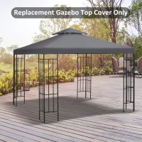 Outsunny 10' x 10' Square 2-Tier Gazebo Canopy Replacement Top Cover Outdoor Garden Sun Shade, Dark Grey(m-8)