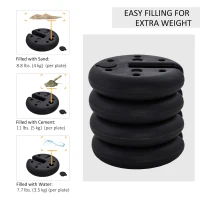 Outsunny Set of 4 Party Tent Canopy Weight Plate Kit Gazebo Pop Up Tent Anchor Base Weights Canopy Shelter Leg Weights(m-5)